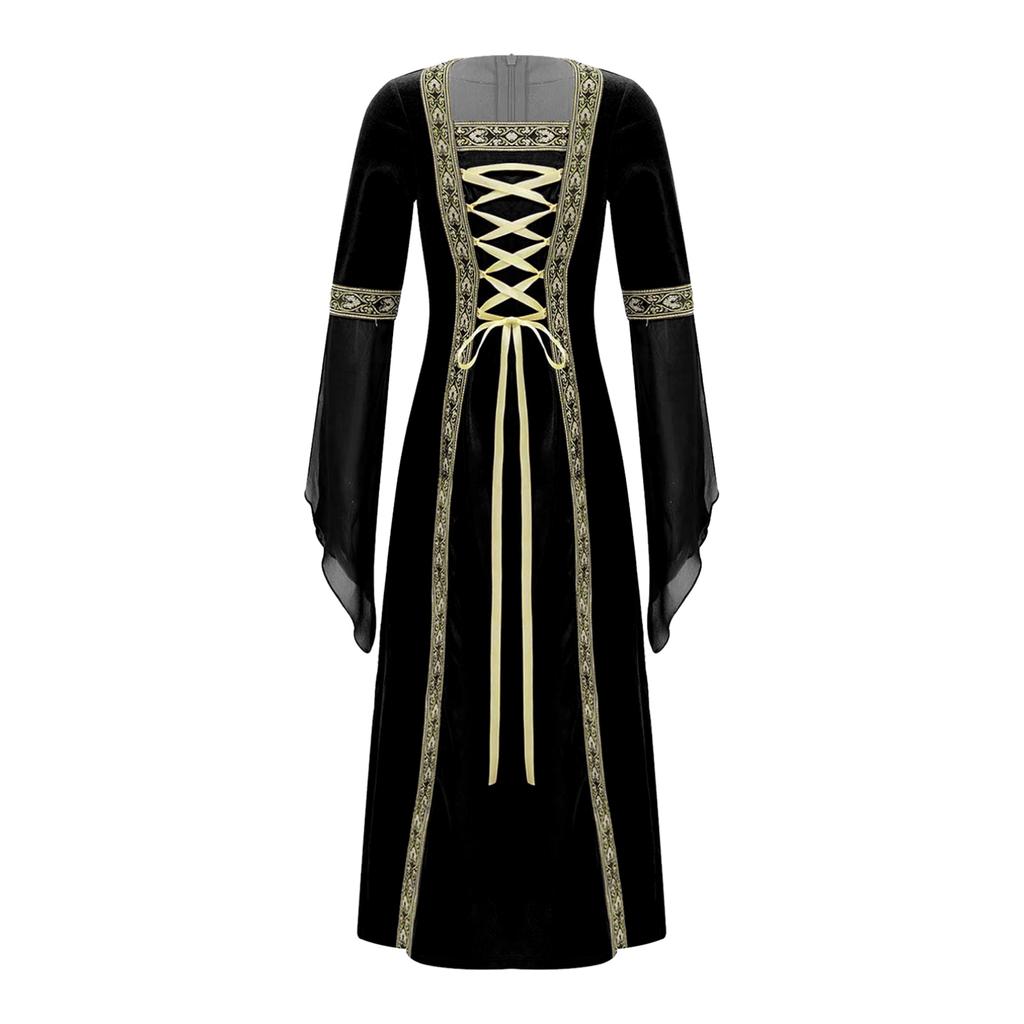 Детское викторианское средневековое длинное платье с длинными рукавами для девочек, бархатный костюм королевы принцессы дворца и Хэллоуина, карнавальный костюм