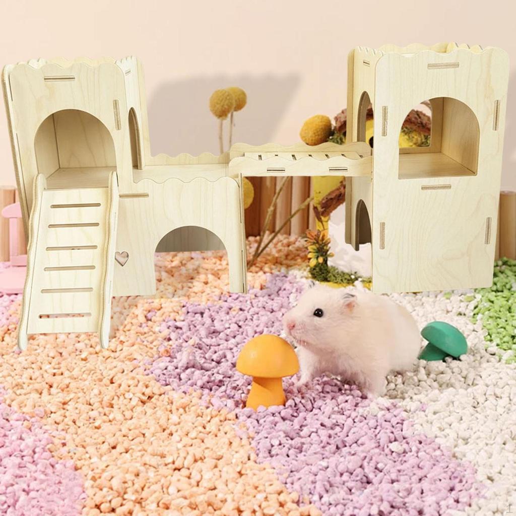 Wood Hamster Hideout Cage Accessories Habitat Decor Nest for Lemmings Dwarf Hamsters Rat