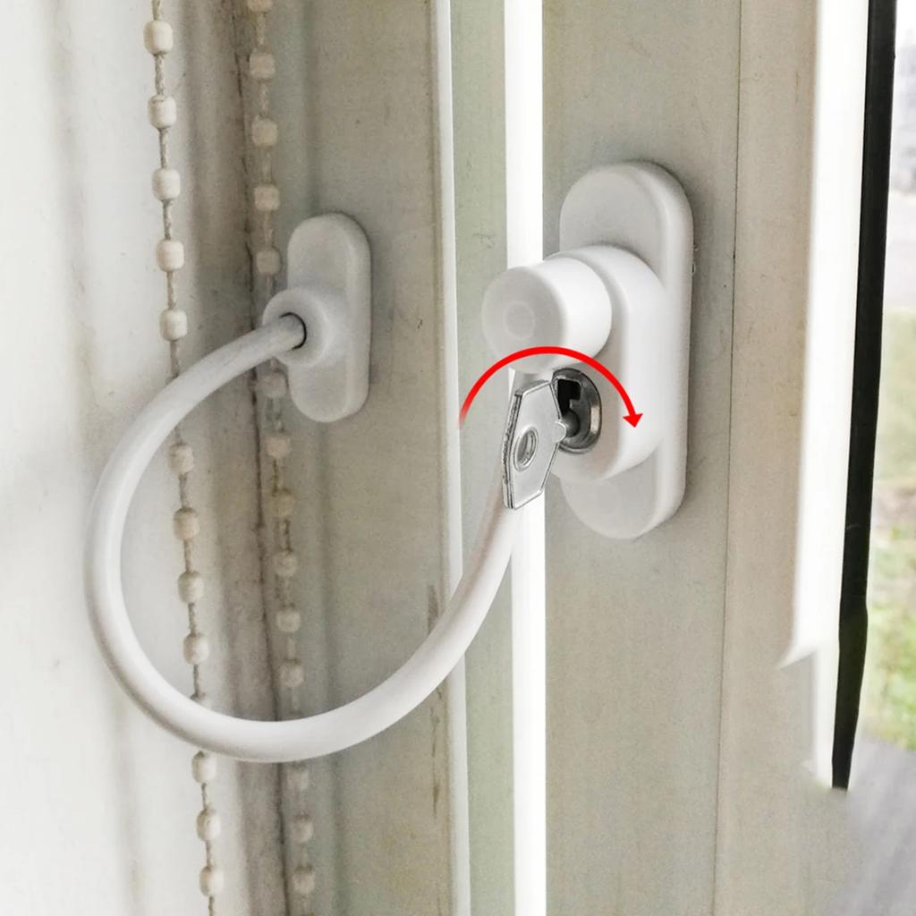 Set Window Door Cable Restrictor Ventilator Baby Kids Child Safety Security Chain Lock Kits Stainless Steel