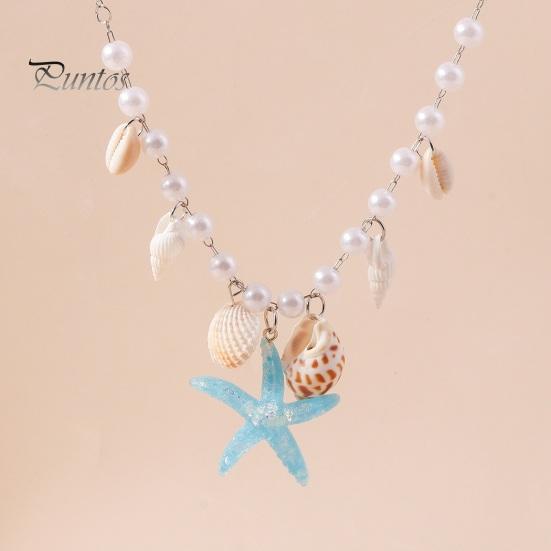 Ожерелье в виде морской звезды, потрясающее ожерелье из искусственного жемчуга, универсальные пляжные украшения, модное минималистичное ожерелье тонкой работы