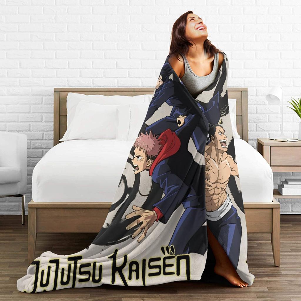 Jujutsu Kaisen Blankets Fleece Summer Air Conditioning Multi-function Lightweight Thin Throw Blanket Bedding Throws