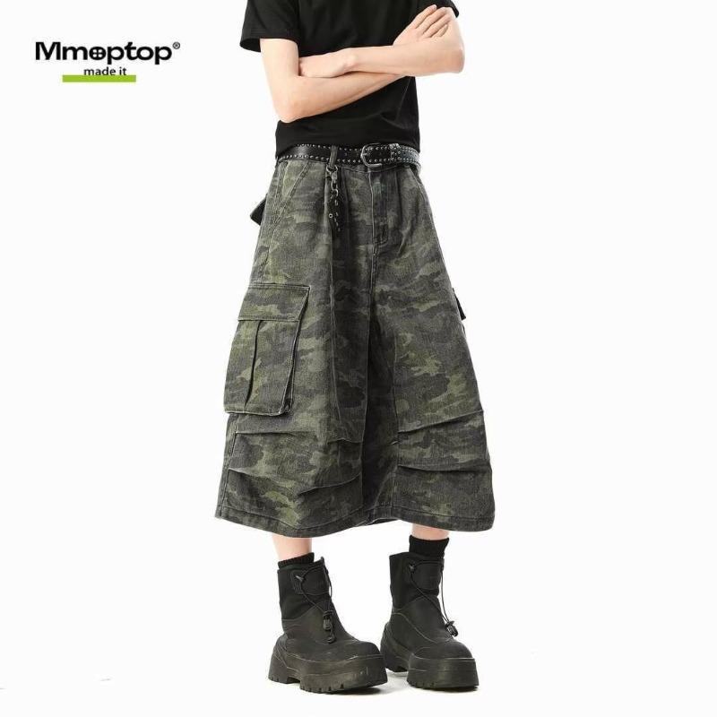 Summer Pocket Wide-leg Camouflage Tooling Shorts Men's and Women's New Loose Casual Cropped Pants