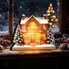 Durable Decorative Accents Christmas Glowing House Ornament, LED Wooden Tabletop Decor for DIY Craft Ornaments Holiday Village Display, Light Up Party