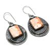 Orange Scolecite, White Topaz 925 Sterling Silver Jewelry Earring 2.29" T4m44