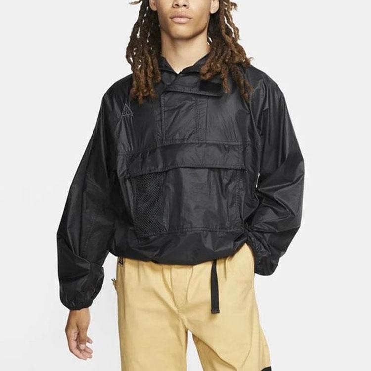 Nike Уличная водонепроницаемая куртка с капюшоном на половину молнии, мужская верхняя одежда, черная CD7635-010