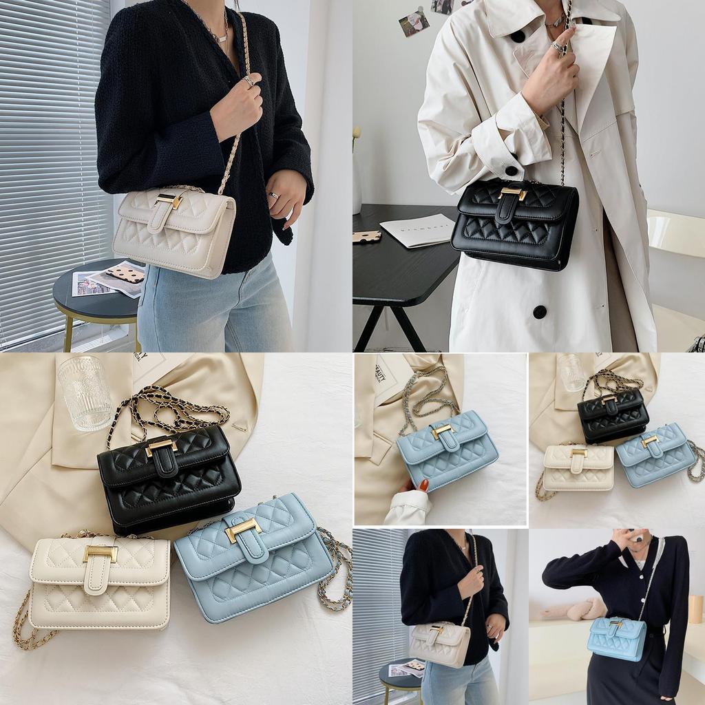 Trendy Korean Small Womens Bag 2021 New Urban Simple Pu Diamond Quilted Chain Bag