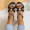 Модные сандалии большого размера 43 на плоской подошве, мягкие, 2024, летний костюм, женские, черные, большие, без жемчуга, пляжные, новые, черные, низкие, модные, для девочек