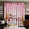 2pcs Set HD Christmas Six Snow Man Decorative Curtains Pink Tie Digital Printed Curtains Home Decoration Style Decorated Livi
