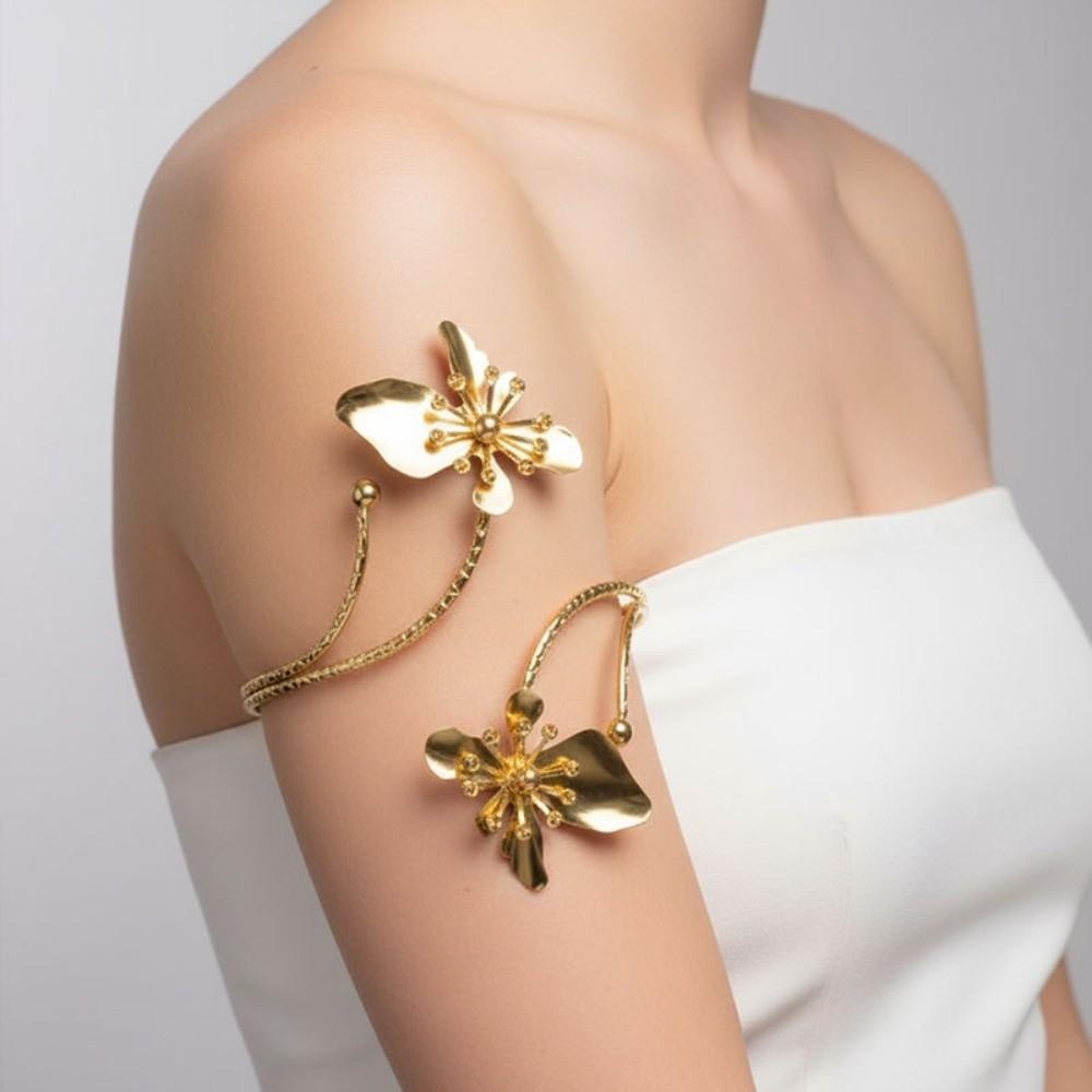 Enamel Glaze Open Arm Bangle Floral Armband Fairy Flower Bracelet  Party