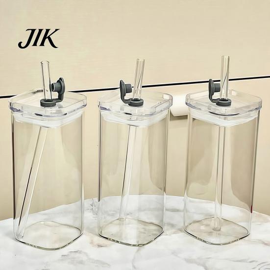 Stylish Glass Cups for Parties And Events Cup with Lid Straw, Square Clear Borosilicate Heat Unique Glassware Collectibles Resistant Tumbler, Portable