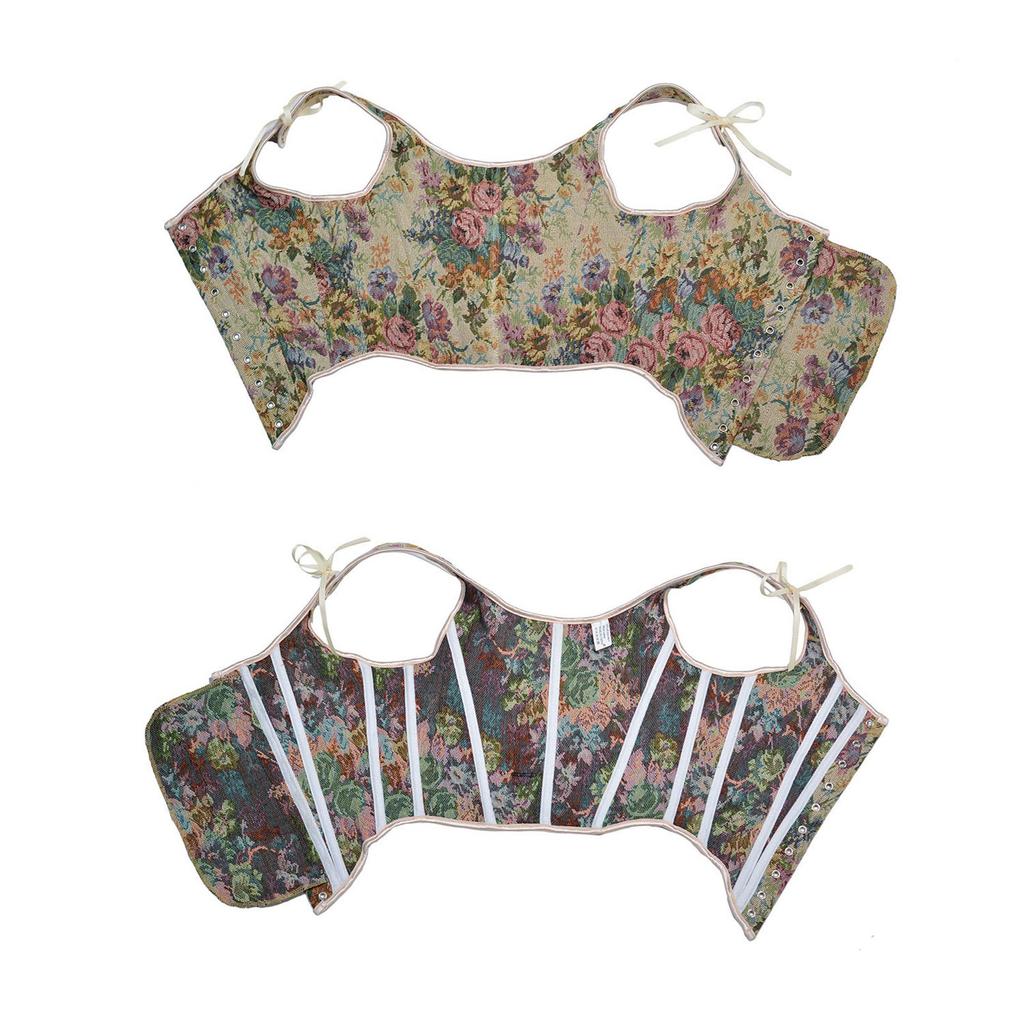 Womens Sexy Bustier Corset Top Eyelet Lace-up Floral Print Push Up Crop Tops Vintage Tank Top Party Clubwear Bodice