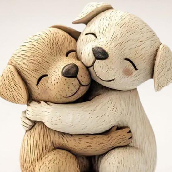 Фигурка обнимающейся собаки, ручная работа, статуэтка собаки из смолы, настольная мини-скульптура животного для домашнего стола, книжной полки, украшения