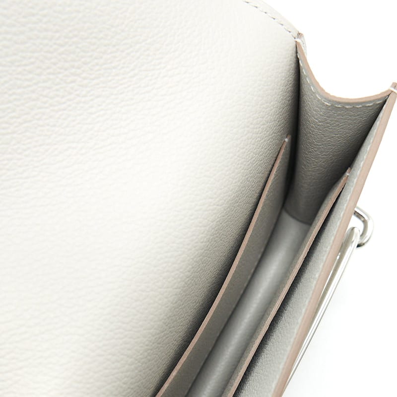 HERMES Roulis Evercolor Calfskin Pig Nose Wallet Bag Women's 80Gris Perle Pearl Gray H082053CK80