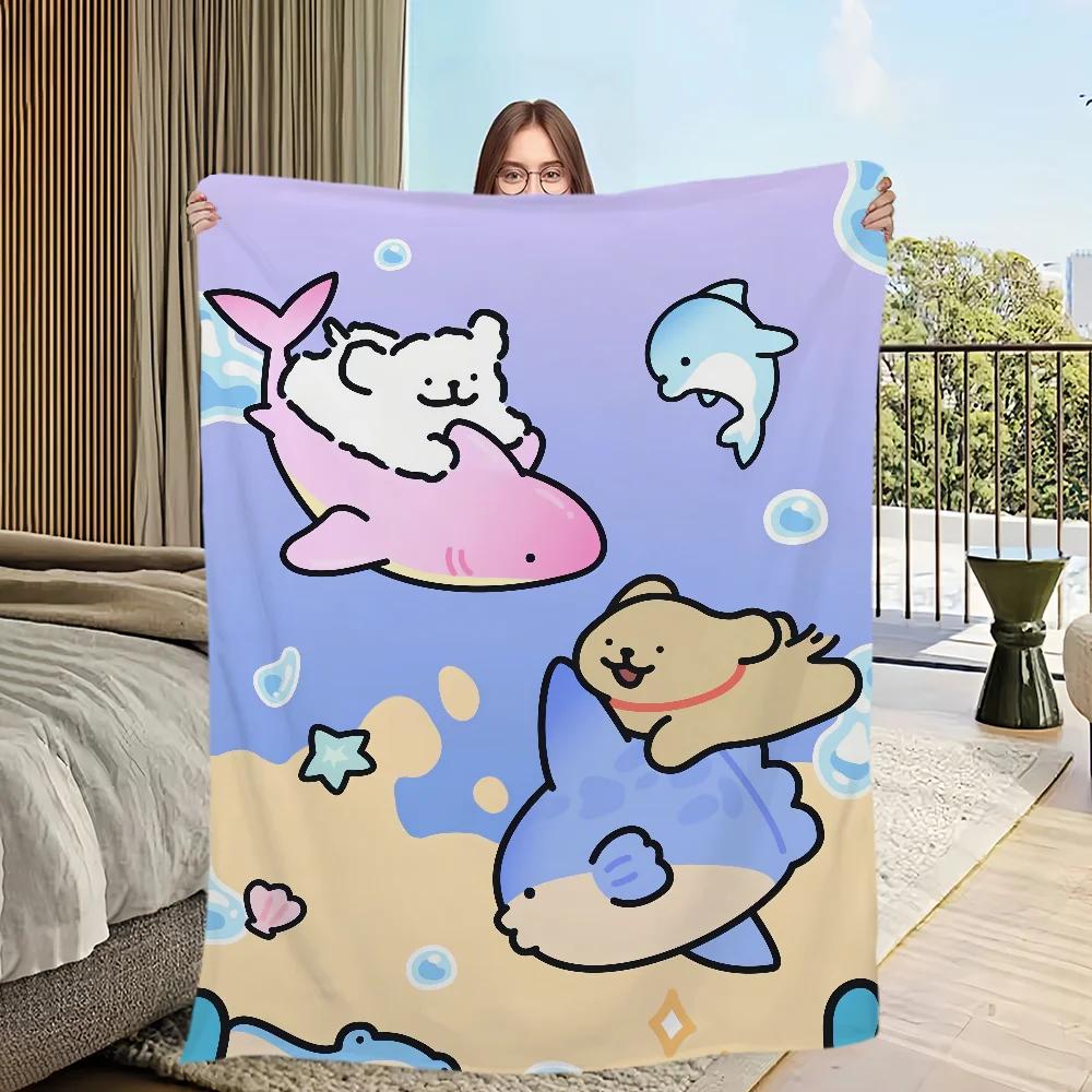 Cute Cartoon Plush Throw Blanket Soft Flannel for Bedroom Living Room Office Travel Perfect Warm Cozy Gift