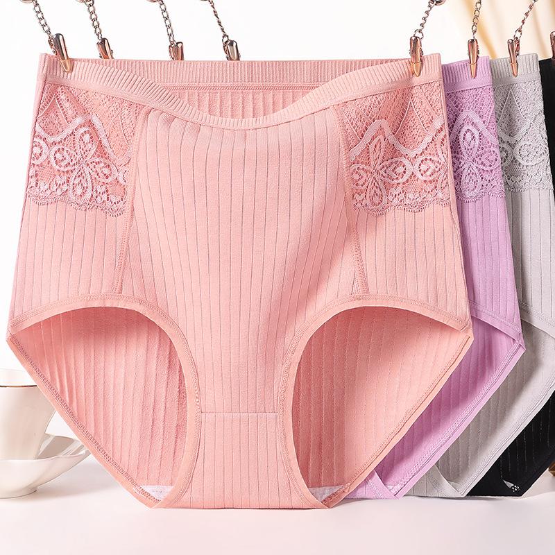 Women Panties High Waist Solid Color Soft Breathable Plus Size Lady Underpants Briefs Underwear