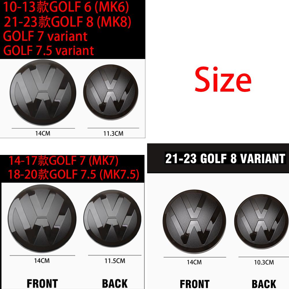 RUN1 Black Car Front Grill Badges Rear Trunk Emblem Lid Covers Logo Sticker For VW Polo Golf 6 7 8 VARIANT PASSAT CC Auto Accessories