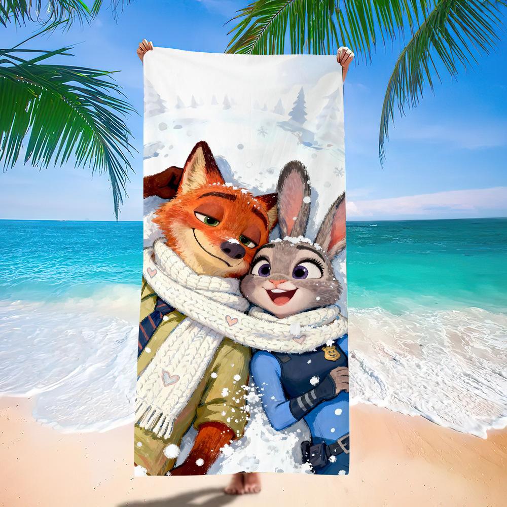 Zootopia Beach Towel Microfiber Bath Towel Kids Cartoon Week Judy Nick Quick Dry Towel