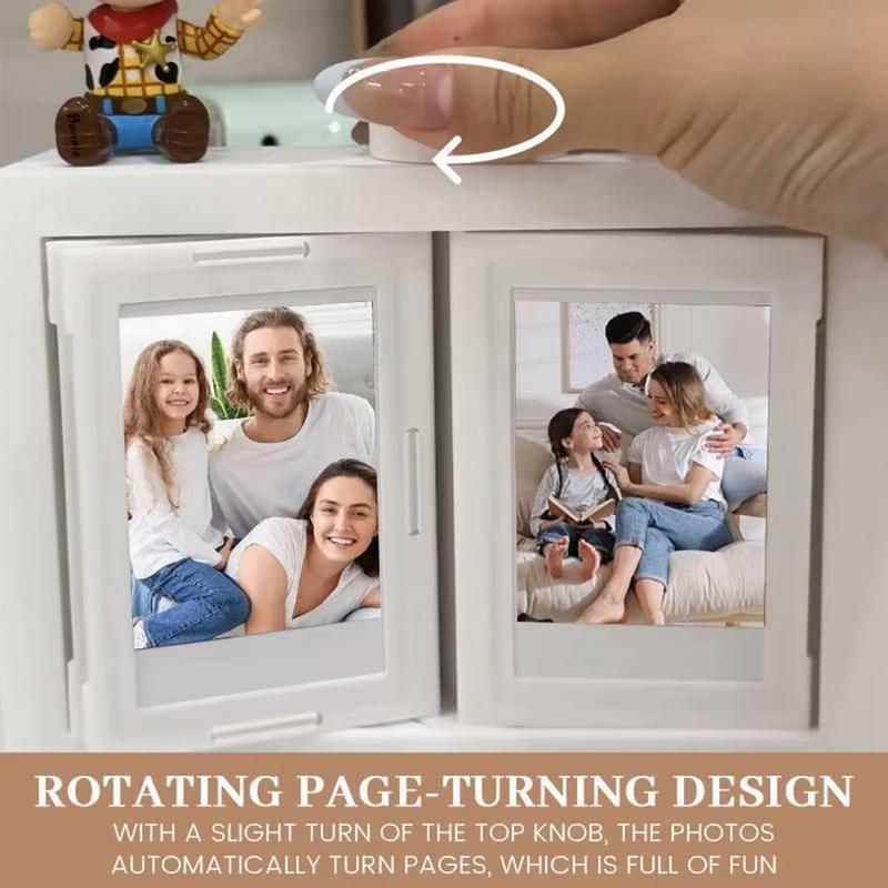 12-Card 3D Rotating Photocard Holder Snapshots Display Frame Easy to Install Photo Album Rotating Page-turning Ornaments