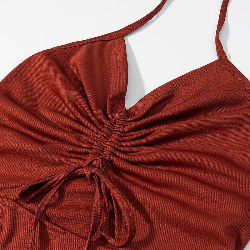 Araltay New Arrival Fashion Style Women's Clothing Fashion All-Match Elegant Silm Hanging Collar Strap Drawstring Dress