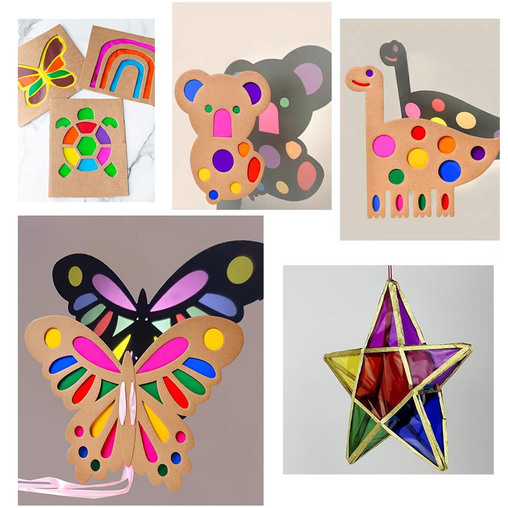 Colored Cellophane 8 Set of Colored Transparent Cellophane For Graduation Gift Craft Paper Sheets, Colors, 80, Cellophane, Cellophane, Children's