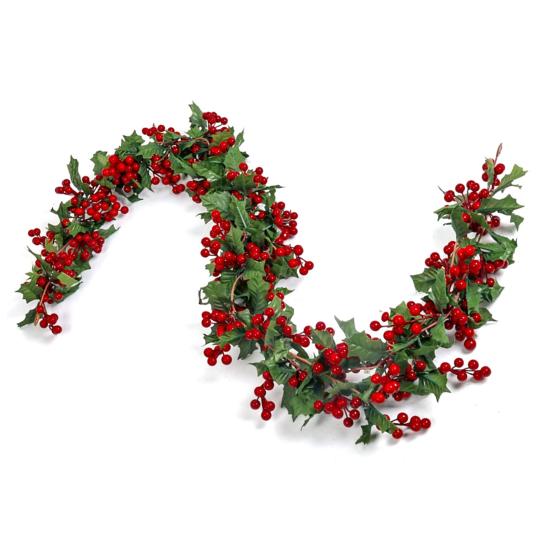 Рождественская искусственная гирлянда из ротанга с зелеными листьями и красными ягодами в помещении и на открытом воздухе, настенная подвеска, рождественские искусственные растения, украшение для праздничной вечеринки, реквизит для фотографий