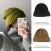 Korean Rough Knitted Hat Big Head Circumference Ear Protectors Versatile Cold Hat Showing Face Long Stacking Hat Wool Hat Women's Autumn and Winter