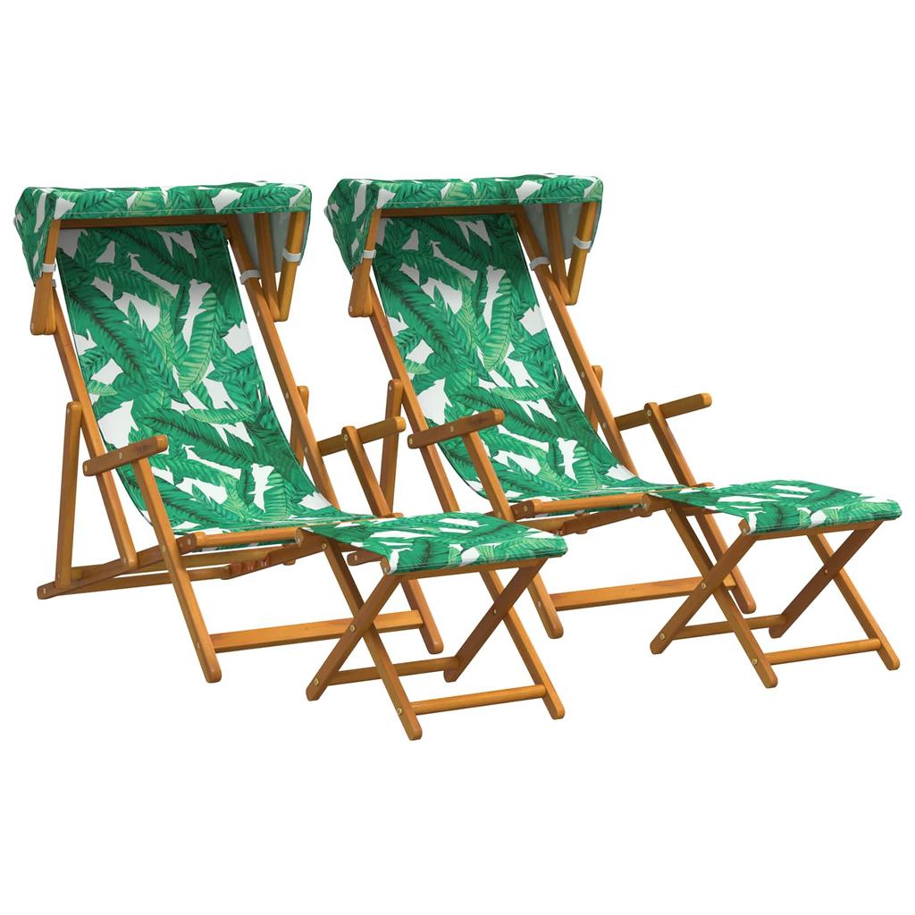 Reclining Chair 4 pcs 3 Position Solid Eucalyptus Wood