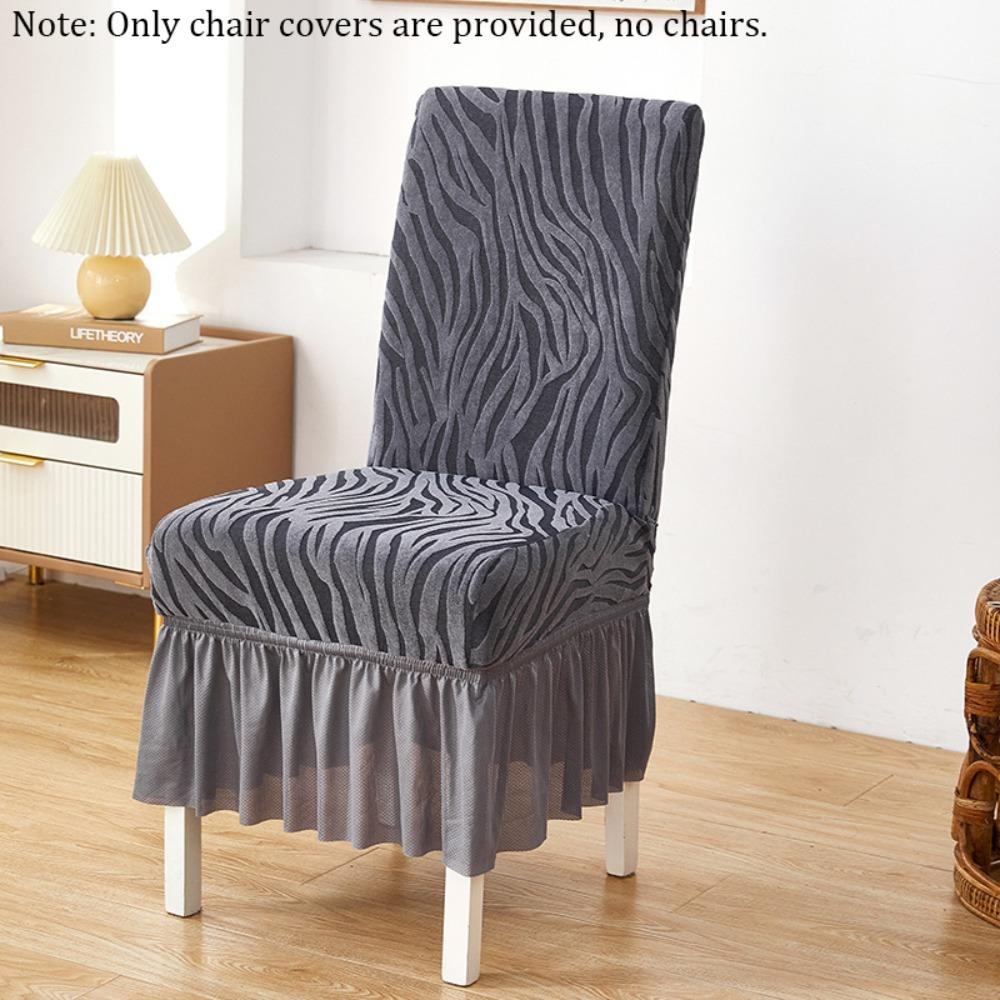Elastic Skirted Chair Cover Dustproof Removable Wear-Resistan Seat Cover Jacquard Wave Pattern Living Room Chair Cover