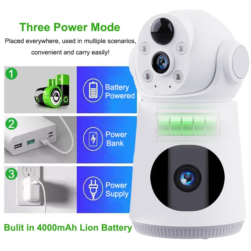 8MP 4K 4G/WiFi IP Lens Dual Screen Low Powered Battery Baby Monitor PIR Human Detection Night Vision Security Camera