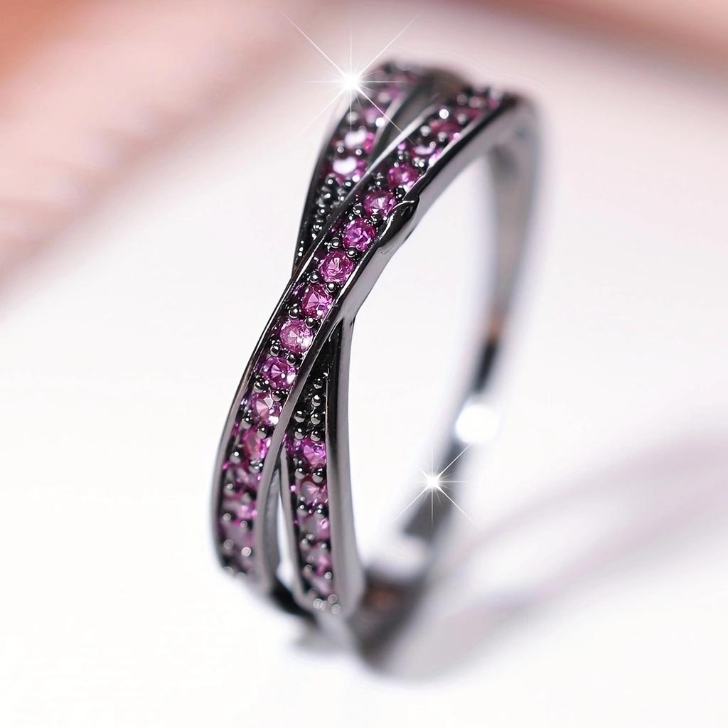 Минималистичные перекрещенные обручальные кольца черного золота серебра цвета синего красного зеленого камня с белым цирконием тонкие кольца для женщин ювелирные изделия