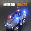 LYZRC 2024 New 1:24 Alloy Armored Car Truck Model Diecasts Off-road Vehicles Model Metal Police Explosion Proof Car Model Sound Light Kids Gift