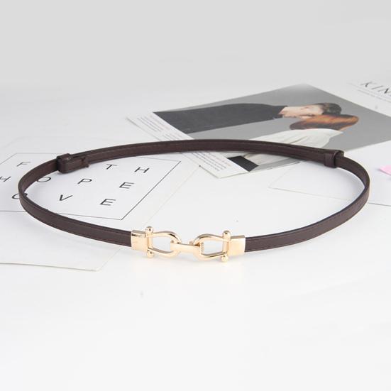 Женский тонкий тонкий ремень, пара пряжок, дизайн талии, поясной ремень с золотой пряжкой, регулируемая длина, ремень из искусственной кожи, аксессуары для одежды