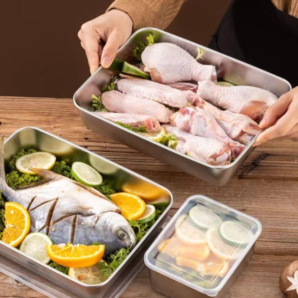 Stainless Steel Square Plate Rectangular Commercial Dish Tray Baking Dish Kitchen Cooking Tools