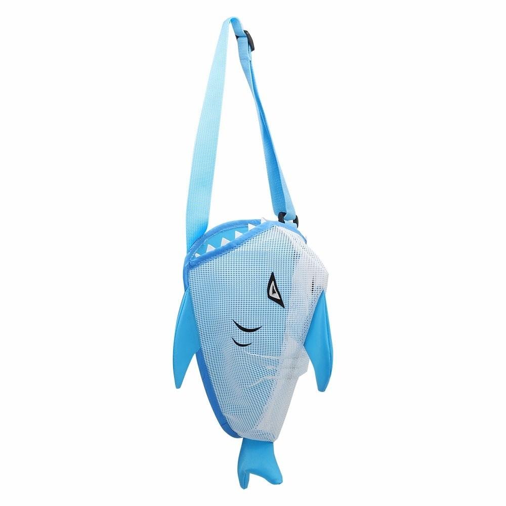 New Cute Cartoon Kids Shark Beach Bag Lightweight Portable Mesh Storage Bag with Adjustable Strap Children's Crossbody Bag
