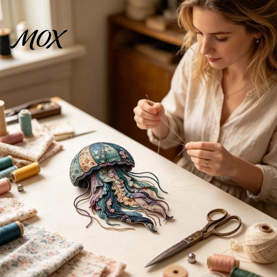 Handmade Keepsake Making Ocean Animal Patchwork Kit, DIY Fabric Sewing Relaxing Crafting Hobbies Sea Turtle Octopus Craft Kit for Adults, Home Decor