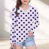 Womens V-Neck Long Sleeve Loose Fit T-Shirt With Polka Dot Print Casual Oversized Top Daily Wear
