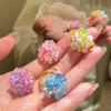 Красочные кольца с бусинами в виде цветов для женщин, девушек, корейские, милые, с крупными цветами, кольца на пальцы, ювелирные изделия, эстетические аксессуары Y2K