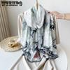 Women's Hollow Out Shawl Plum Orchid Bamboo Chrysanthemum Pattern Printed Scarf Long Scarf