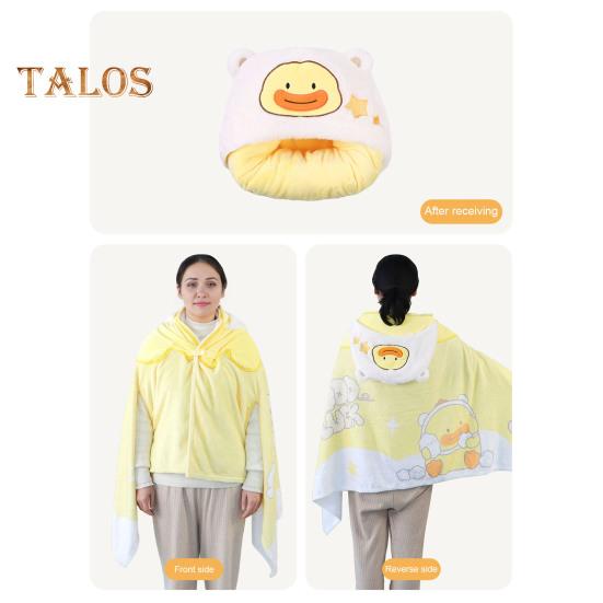 Ворсовый платок, одеяло с капюшоном, ветрозащитное, носимое одеяло, U-образная подушка для хранения, складная, переносная, с капюшоном