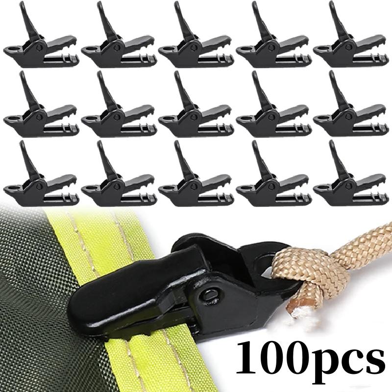 10/50/100pcs Sturdy Tent Clips Outdoor Tarpaulin Clips Anti-wind Fixed Camping Tent Hook Crocodile Clamp Clip for Outdoor Campin