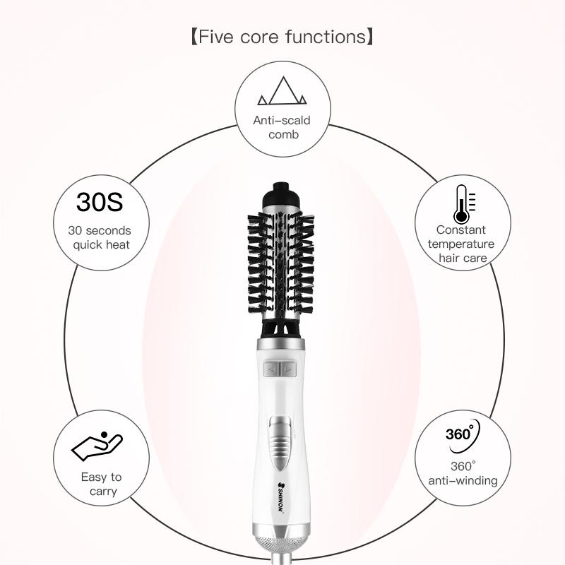 Сменная расческа 3 в 1, автоматический вращающийся электрический выпрямитель для волос, щетка для завивки волос, фен, горячий воздух, стайлер для волос