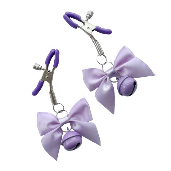 1 пара зажимов для сосков, регулируемые, без пирсинга, украшения для тела с бантом, колокольчиками, металлические декоративные зажимы для взрослых мужчин, женщин, пар, для игры перед сном