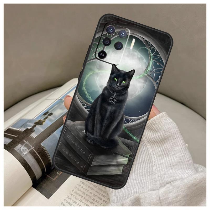 Witch Cat Case For Oppo A16 A76 A96 A60 A98 A58 A78 A18 A38 A80 A40 A77 A57 A17 A74 A54 A94 A15 A5 Pro