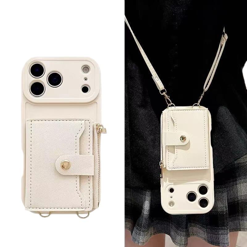 Leather Crossbody Case for iPhone 17 Pro Max with 16 Card Slots and Detachable Strap