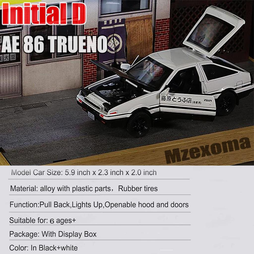 Mzexoma Initial D Toyota Trueno AE86 Сплавная литая модель автомобиля Спортивный автомобиль Игрушка для детей и Тип игрушечной машины Взрослые, Инерционный (Черный А)