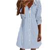 Женское модное полосатое платье с лацканами, повседневное, с длинными рукавами, свободного кроя, удобное, на пуговицах