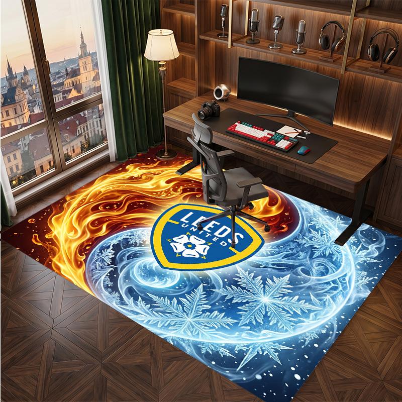 Ковер из хрустального бархата с принтом футбольного клуба Leeds United, Удобный, Впитывающий влагу, Нескользящий, Для помещений