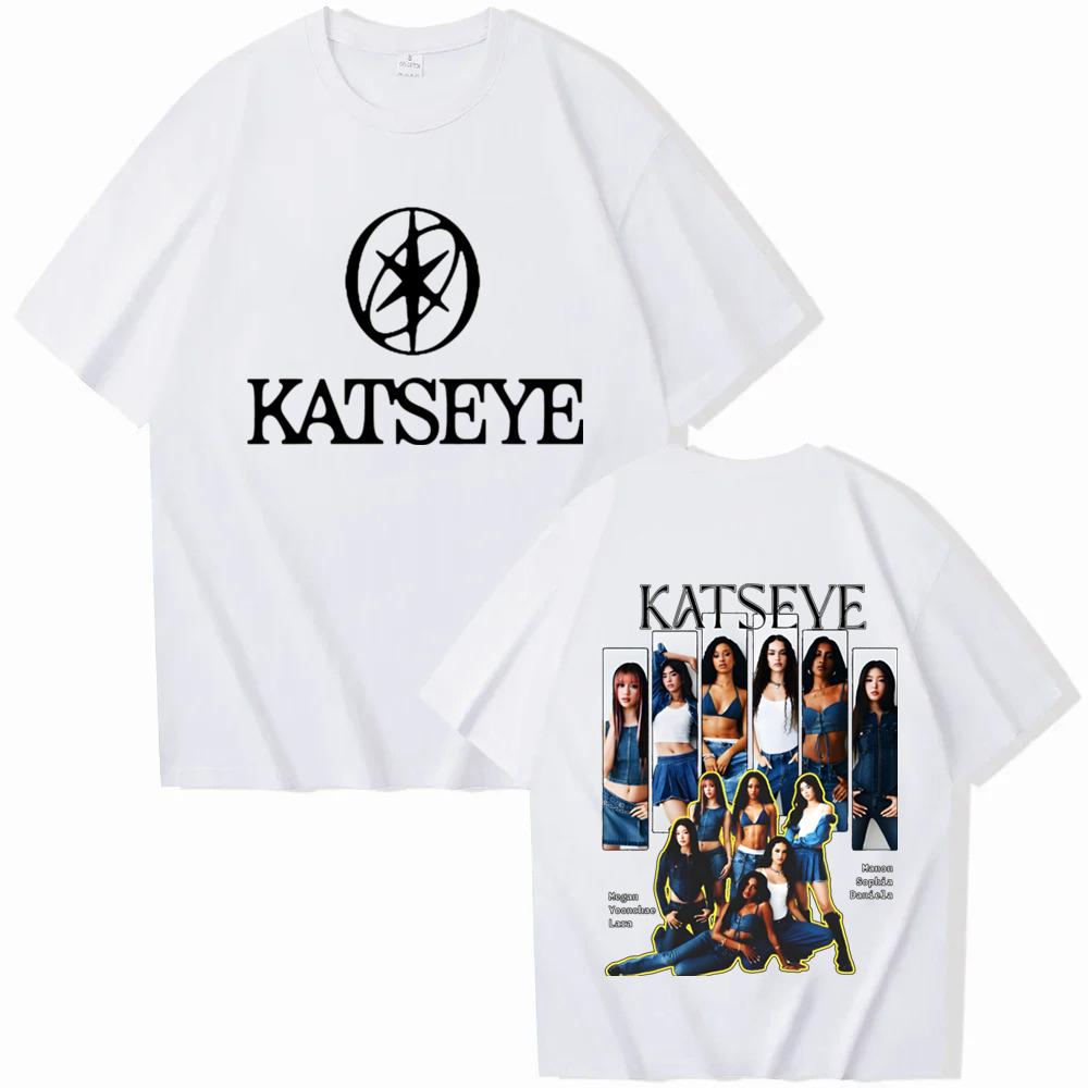 Модная графическая футболка Katseye Chaos для женщин и унисекс, с коротким рукавом, K-pop группа, женская группа KATSEYE, футболка с принтом, одежда