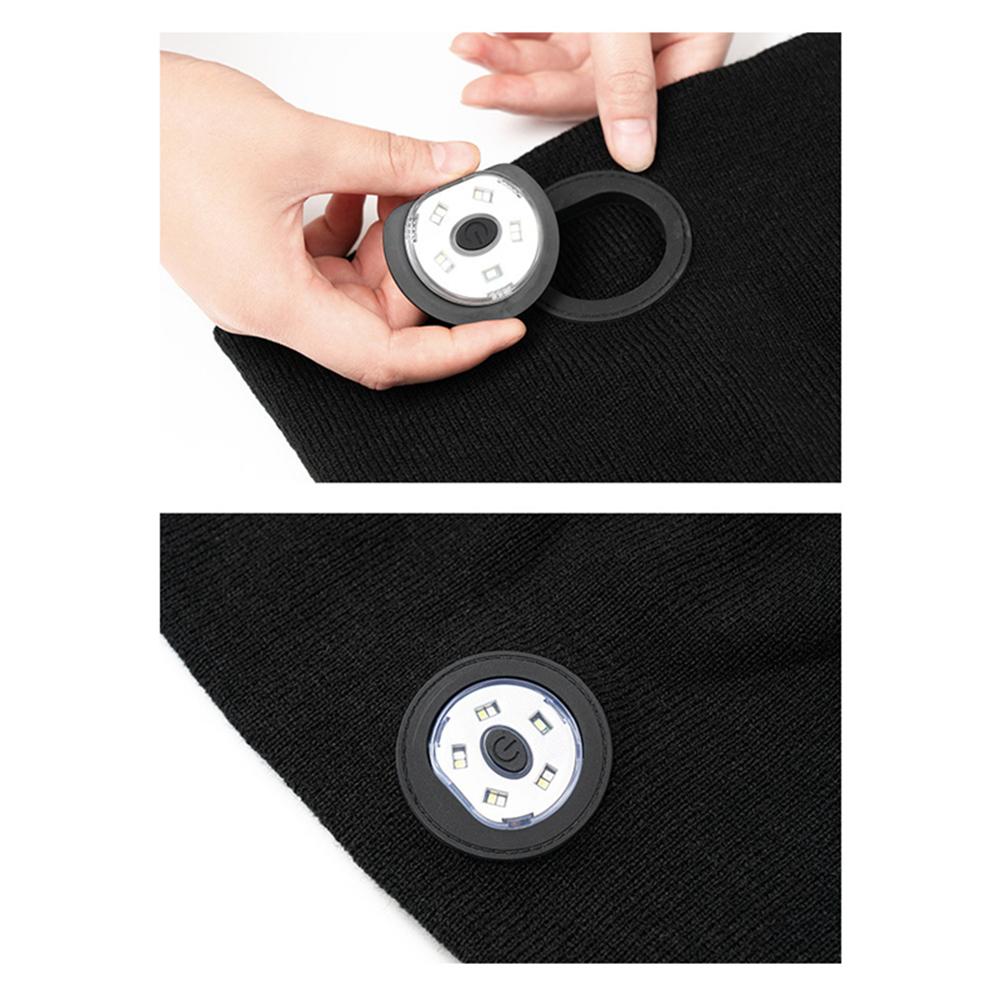 Led Headlamp Hat Men's and Women's Outdoor Night Running Lighting Warning Light Knitted Hat