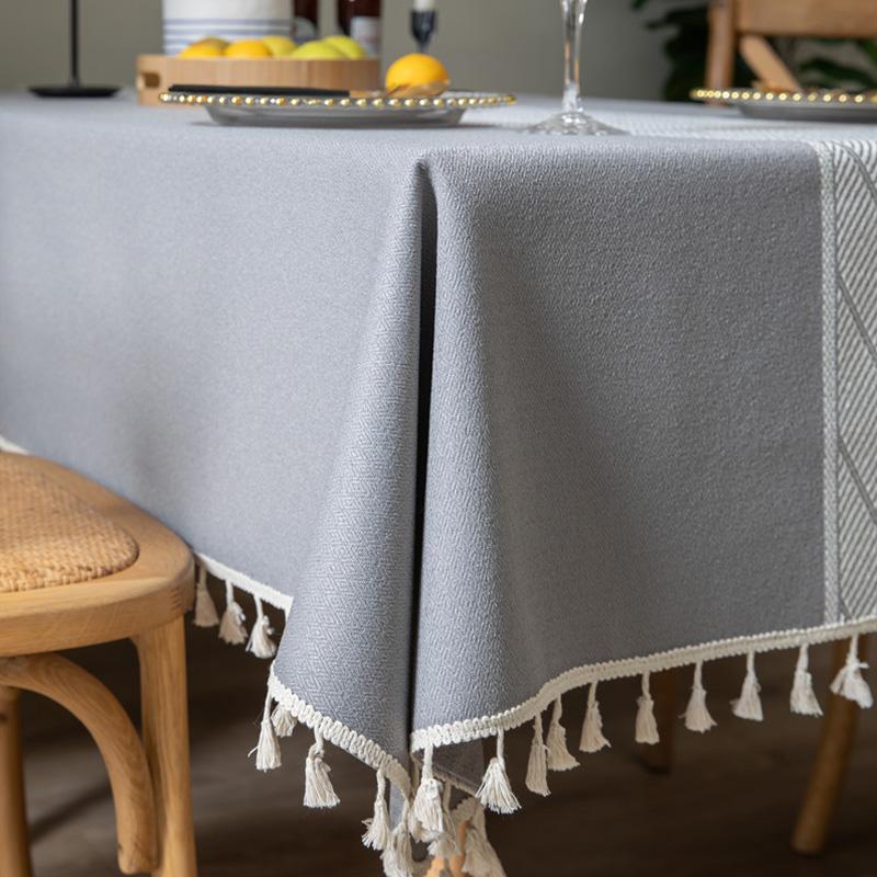 Жаккардовая крышка стола с кисточками и волнами для обеденной вечеринки, рождественская скатерть